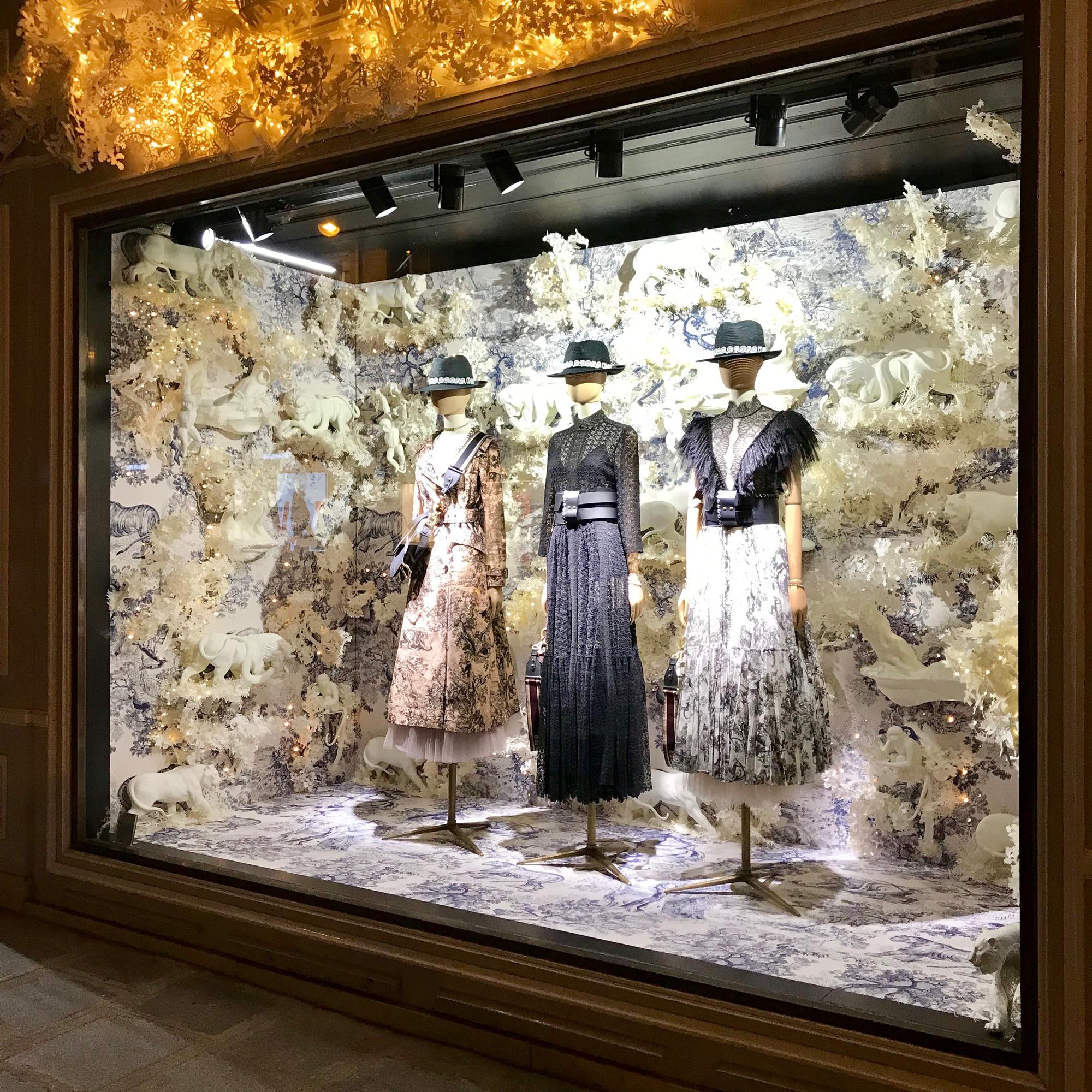 atelier doorway and display with embroidered textiles